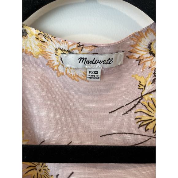 Madewell | Linen-Blend Ruffle-Cuff Wrap Dress in Dutch Dandelions PXXS - Picture 5 of 7